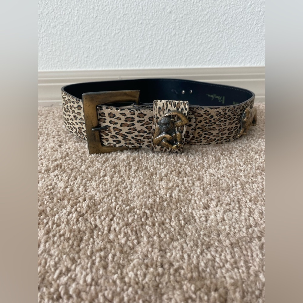 Nan Lewis | Vintage Leopard Decorative Brass Animal Wide Belt Size Small/Medium